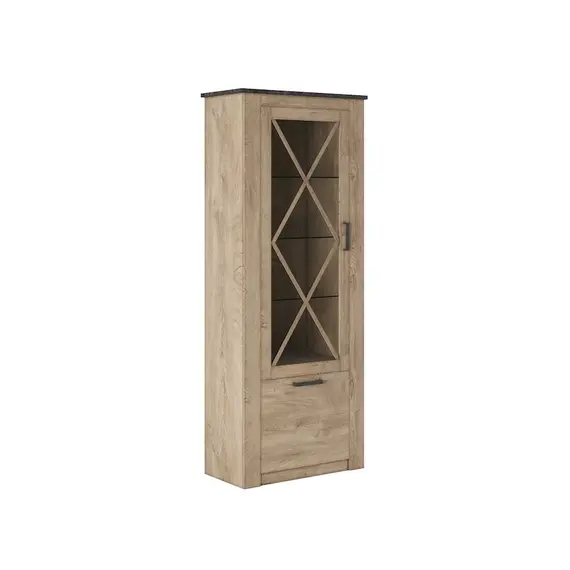 Ashly Vitrinë-oak endgray/dark concrete