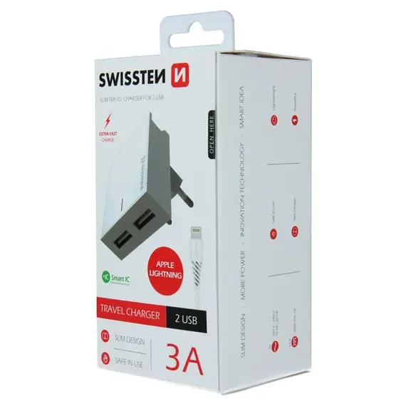 Adapter Swissten Slim for 2 Usb 3A 22074000,Bardhe 2