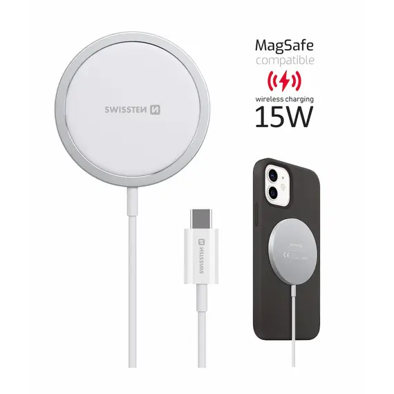 Adapter Swissten Magnetic wireless 15W 22055530,Bardhe 3