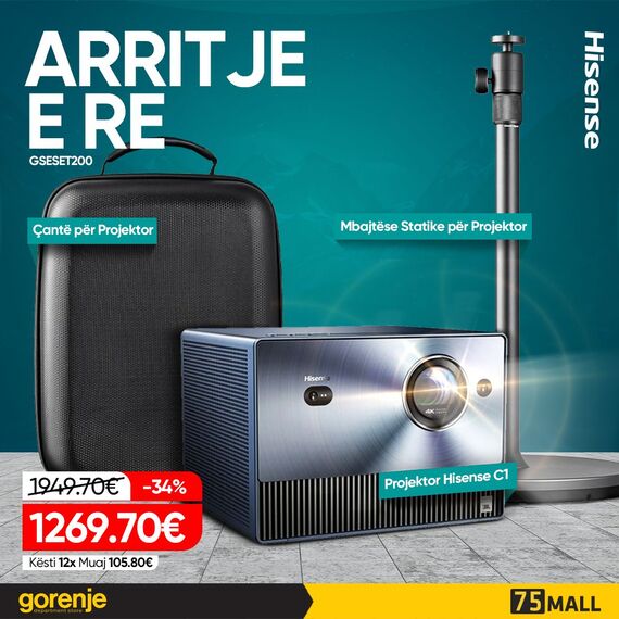Projektor Hisense C1 ,Ultra HD+Mbajtëse Statike për Projektor Hisense SG8H+Çantë për Projektor Hisense C1,BB1H