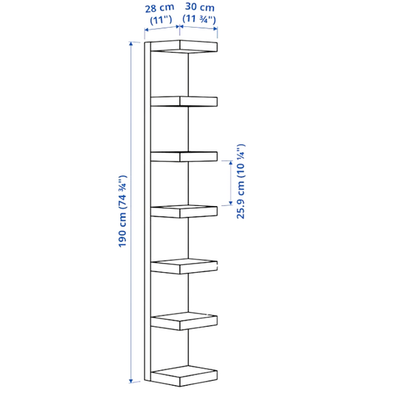IKEA LACK Raft muri 30x190, i bardhë, 5 image