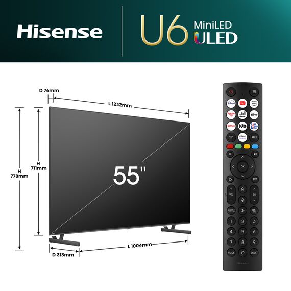 Televizor Hisense 55''55U6KQ ULED 4K UHD Smart TV, 3 image