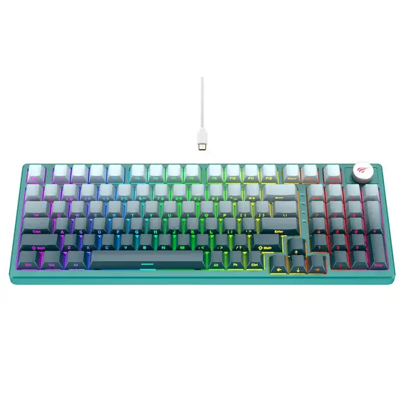 Tastiere Gaming HAVIT KB899L, bardhe/gjelbert 2