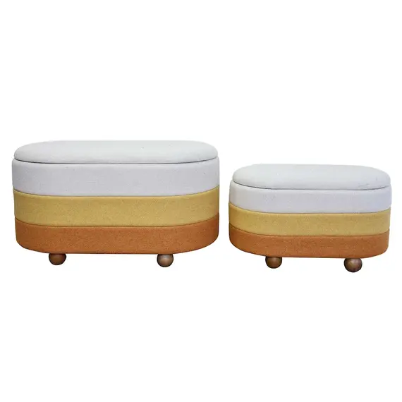 Tabure set 2pc, SR02-4439, bardhe, verdhe, portokall, 2 image