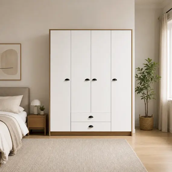 Dollap Legnano, 207x160x57cm, 4KI, bardhe mat
