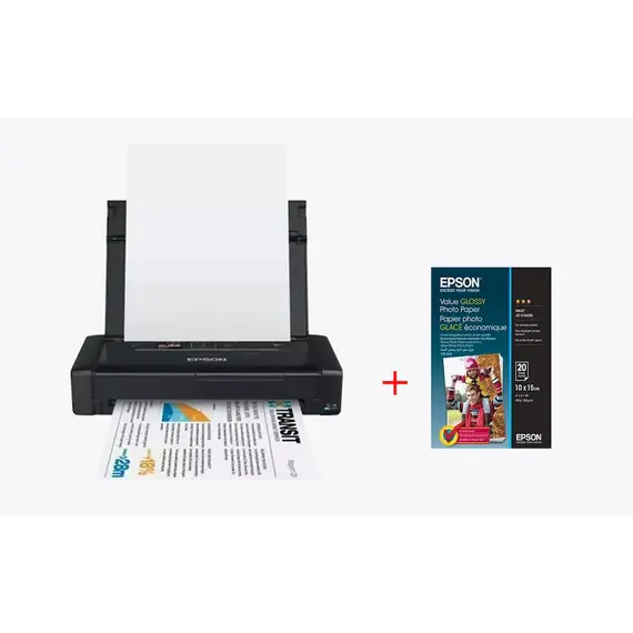 Printer Epson Workforce Wf-100W Wifi +Leter Per Printer Epson S400037 10X15Cm Glossy