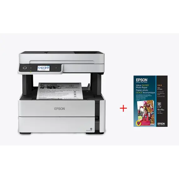 Printer Epson Multifunksional EcoTank M3170+Leter Per Printer Epson S400037 10X15Cm Glossy