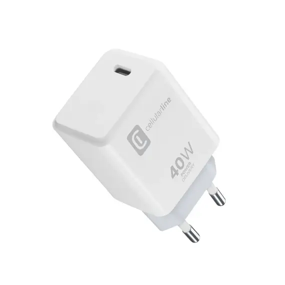 Adapter CellularLine USB-C C2C, 40W, bardhe