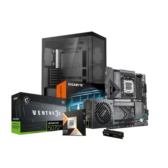 Kompjuter Gaming GNTC R7-9800X3D, RTX5070TI, 2x16GB DDR5, 1TB SSD NVME
