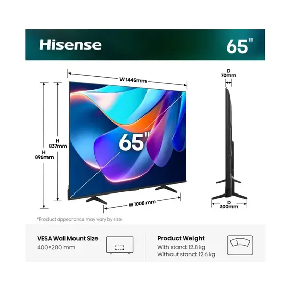 Televizor Hisense 65" 65A6S 4K UHD LED, 2 image