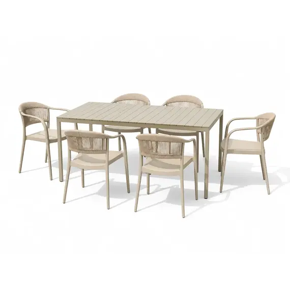 Tavoline kopshti, 150x90cm, T-1 Steel frame, hiri 9612 + 6 Karrige kopshti 1765, bezhe 9612, 2 image