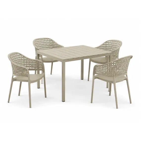 Tavoline kopshti, 90x90cm, T-2 Steel frame, bezhe 9612 + 4 Karrige kopshti, 1852, hiri 9612, 2 image