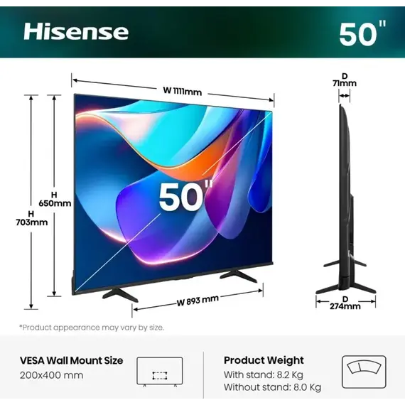 Televizor Hisense 50 50A6S 4K UHD LED, 7 image