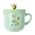 Tas qeramike me kapak Bee Series 400mL(Green), Ngjyra: Gjelbërt